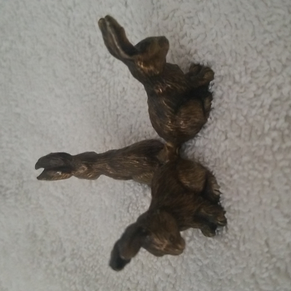 Decorative trio of rabbits 1 1/2" x 2" possibly brass
